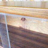Vintage wall shelf with plexiglass sliding doors