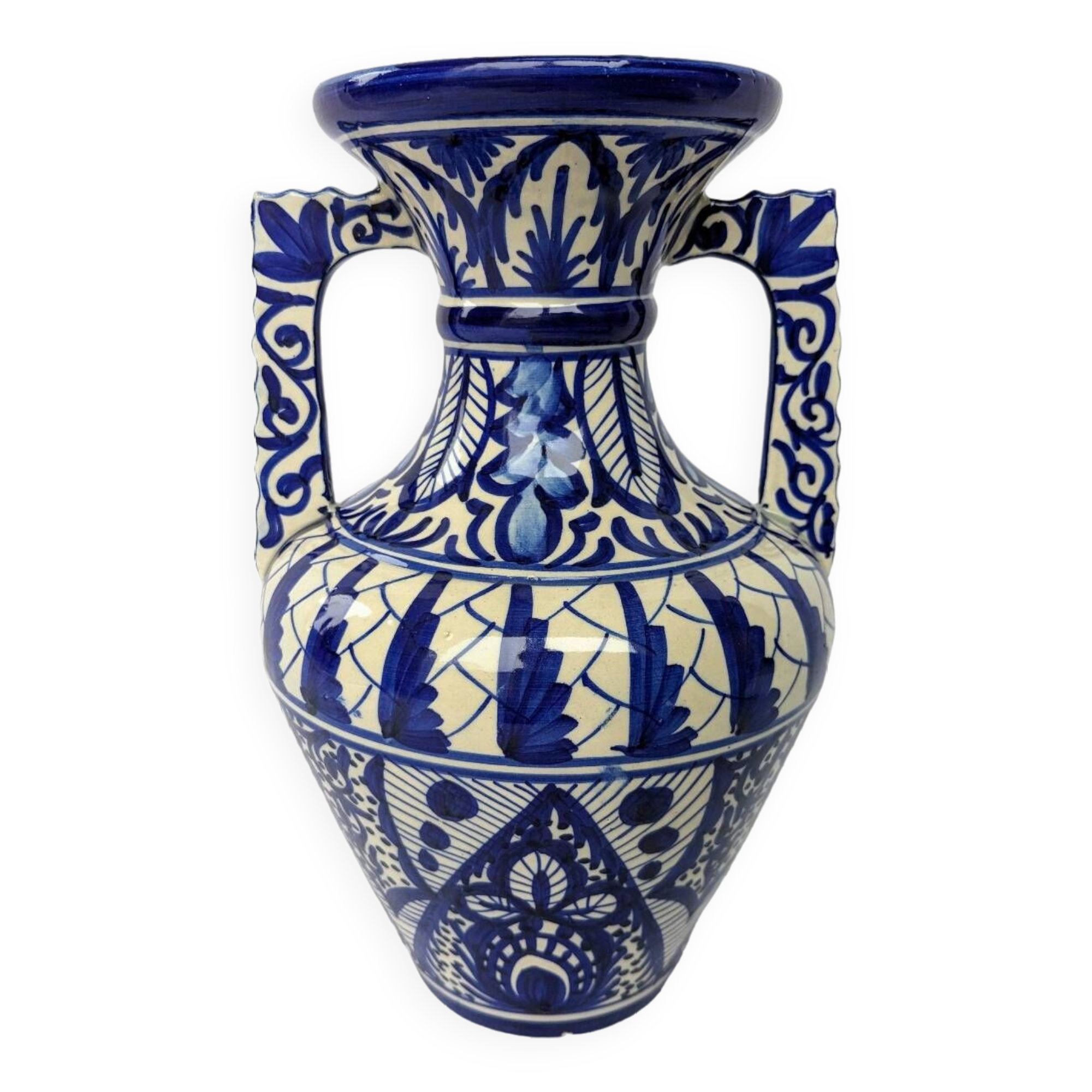 Blue ceramic amphora vase