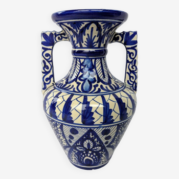 Blue ceramic amphora vase
