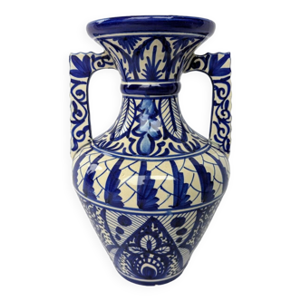 Blue ceramic amphora vase