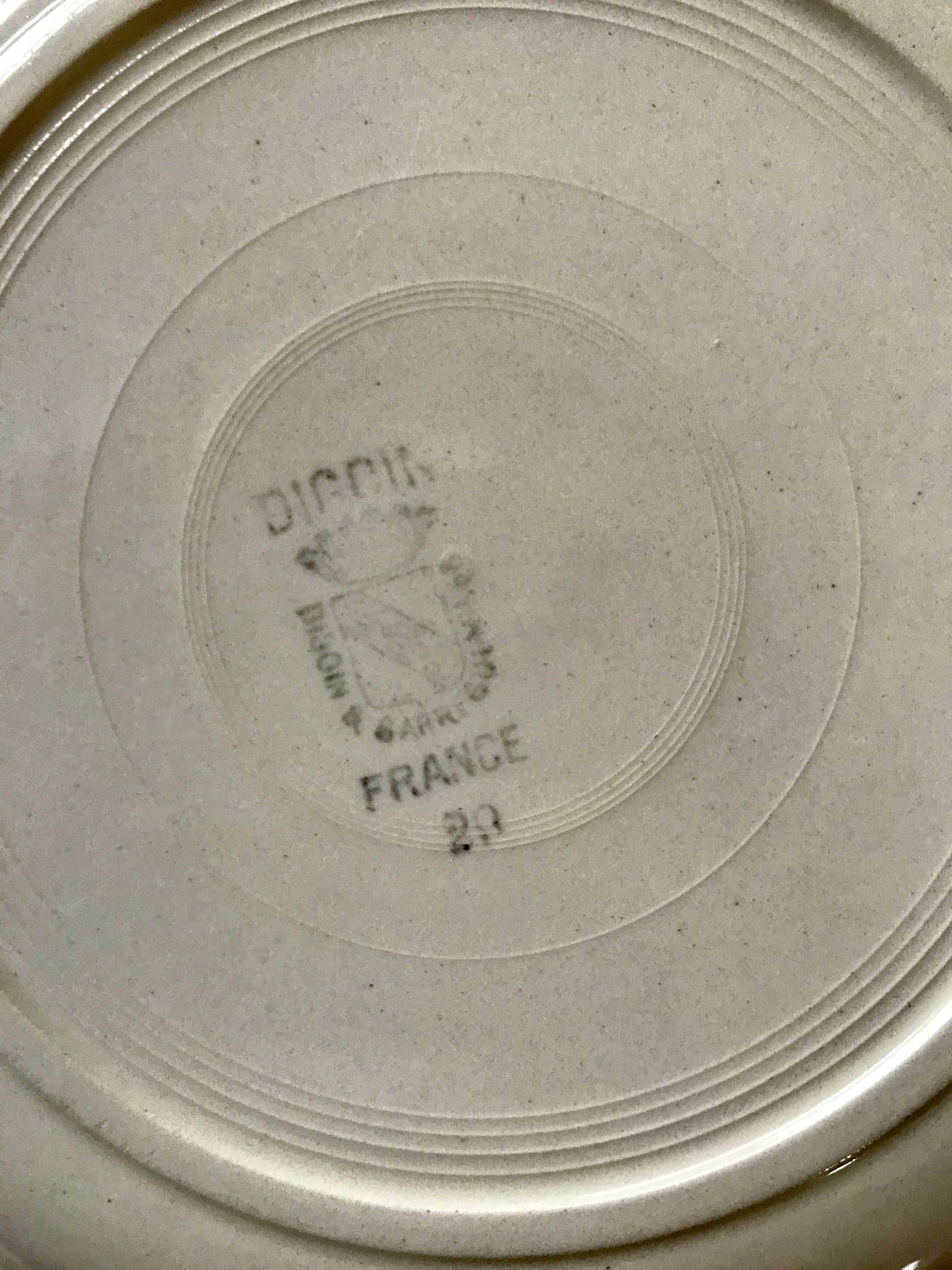 Lot of 10 plates Digoin Sarreguemines flower