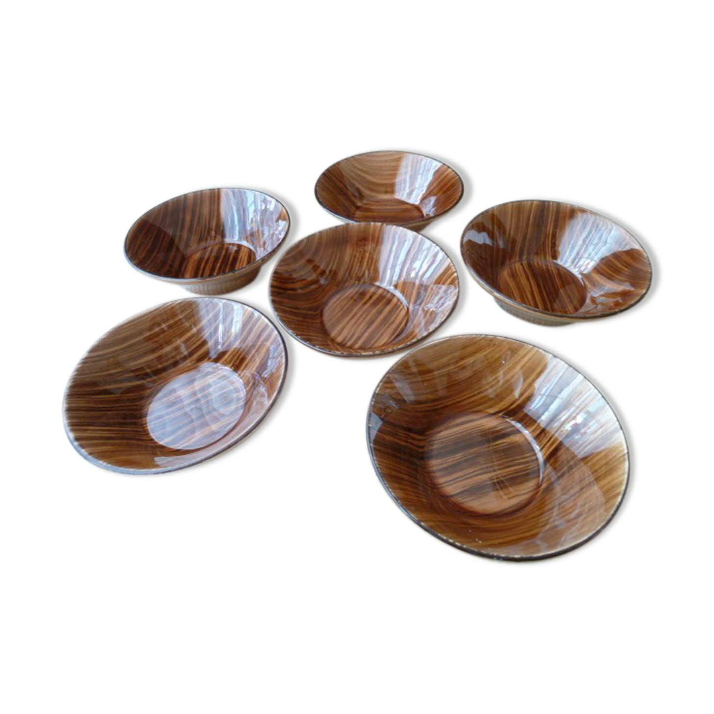 Set of 6 cups Digoin Sarreguemines Model Domino Vintage