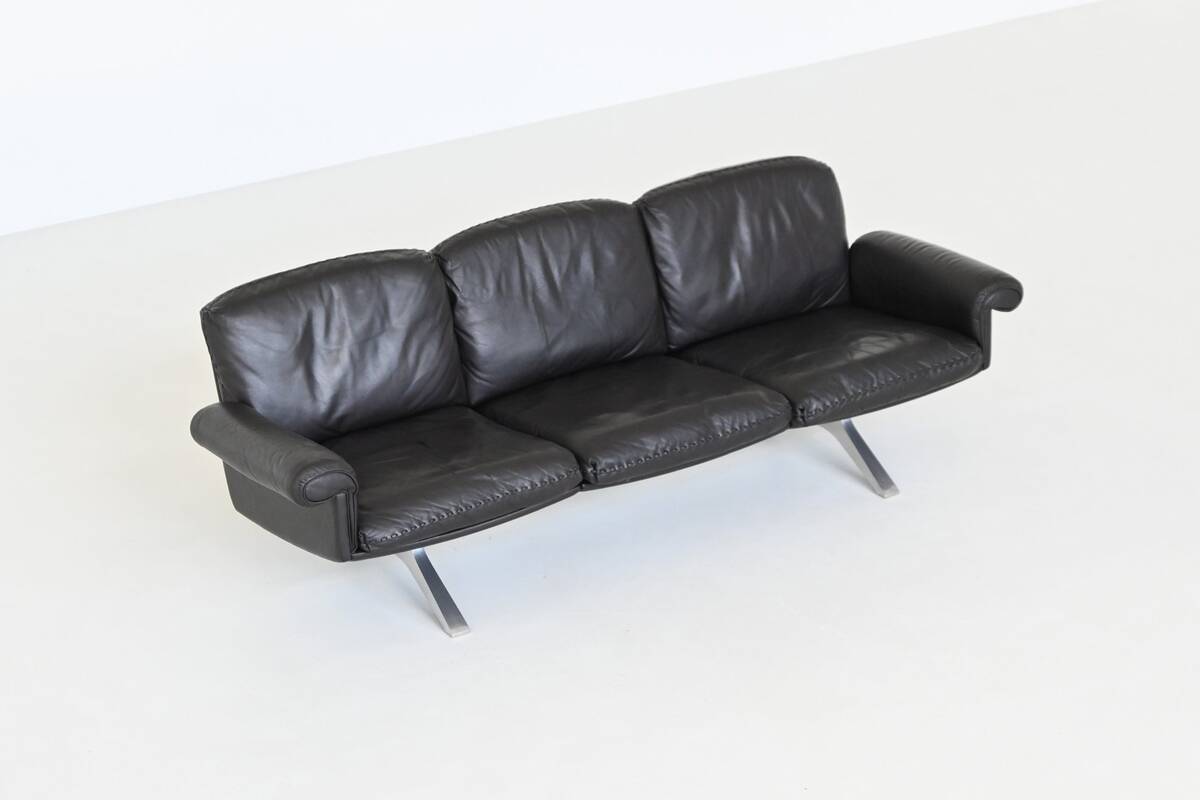 Canapé 3 places De Sede modèle DS-31 en cuir noir, Suisse 1970