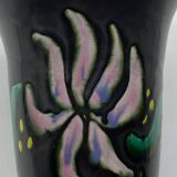 Enamelled ceramic vase, signed, Vallauris, vintage, 1970's