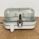 Industrial White Porcelain Wall Light with Ribbed Glass, 1970s