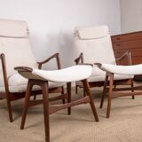 Large Scandinavian Teak Armchair with Ottomans by Folke Ohlsson for Westnofa 1960.
