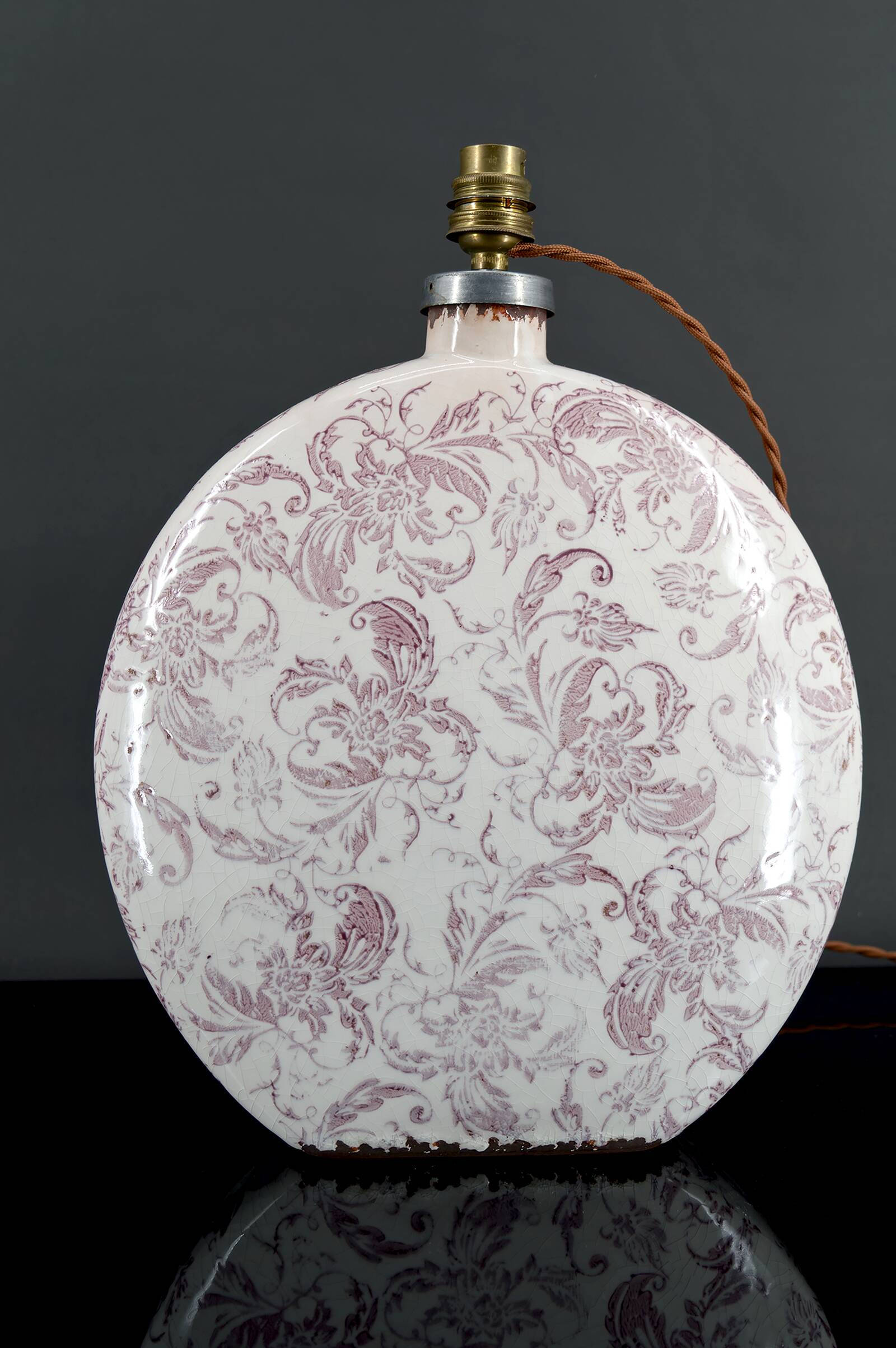 Ceramic lamp, crackled enamel, Shabby Chic, 20th century