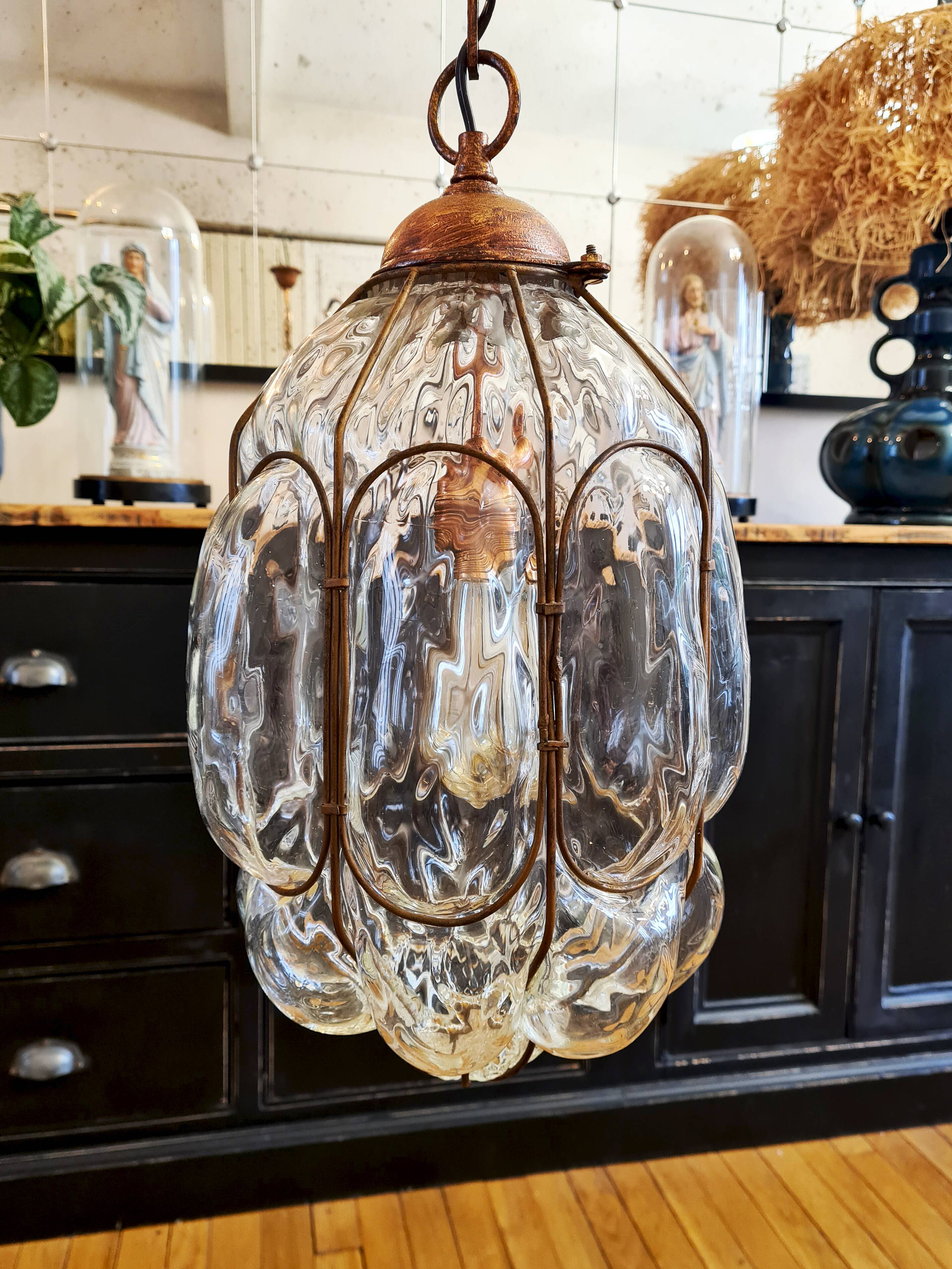 Murano glass hand-blown pendant light, mid-20th century