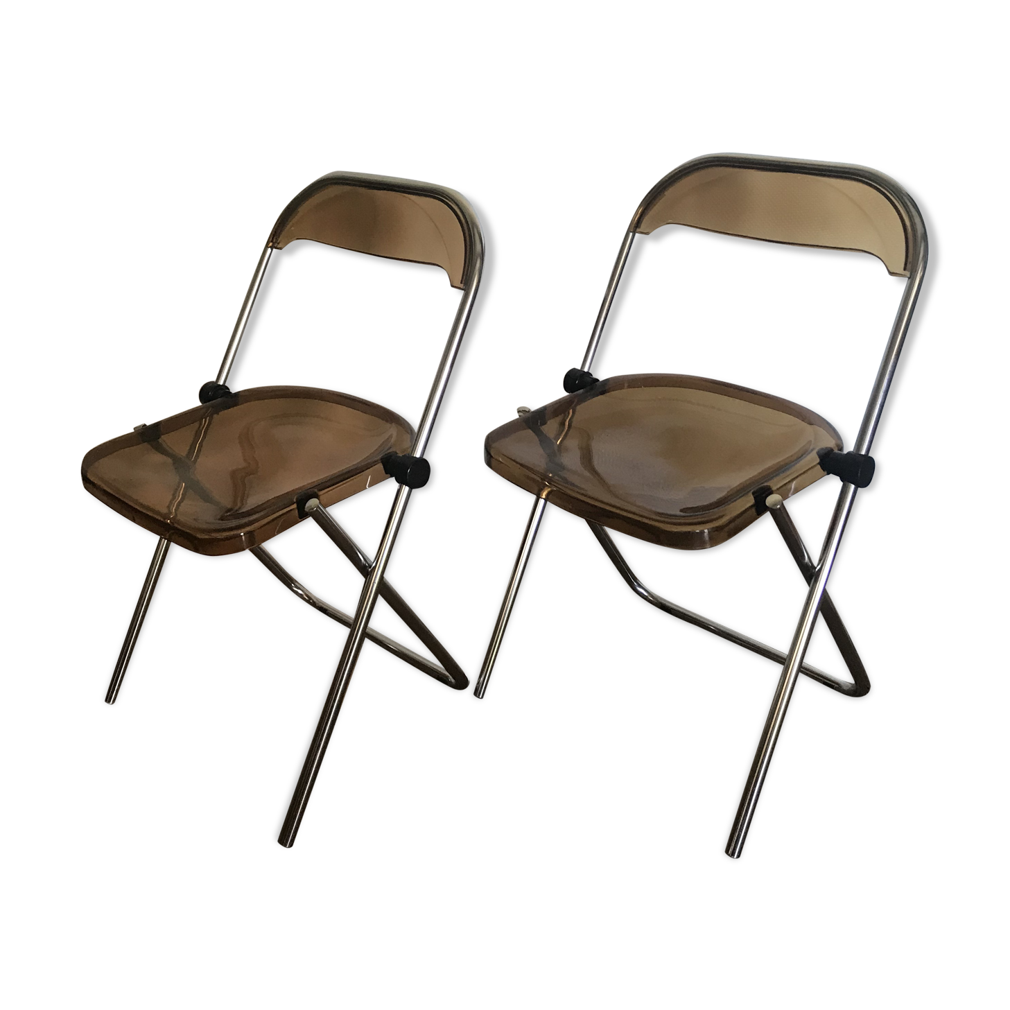 Vintage folding chairs smoked Plexiglas