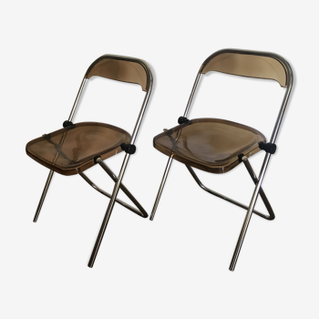 Vintage folding chairs smoked Plexiglas