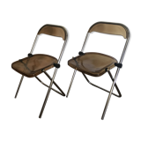 Vintage folding chairs smoked Plexiglas
