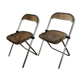 Vintage folding chairs smoked Plexiglas