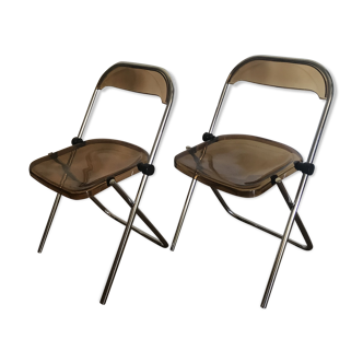 Vintage folding chairs smoked Plexiglas