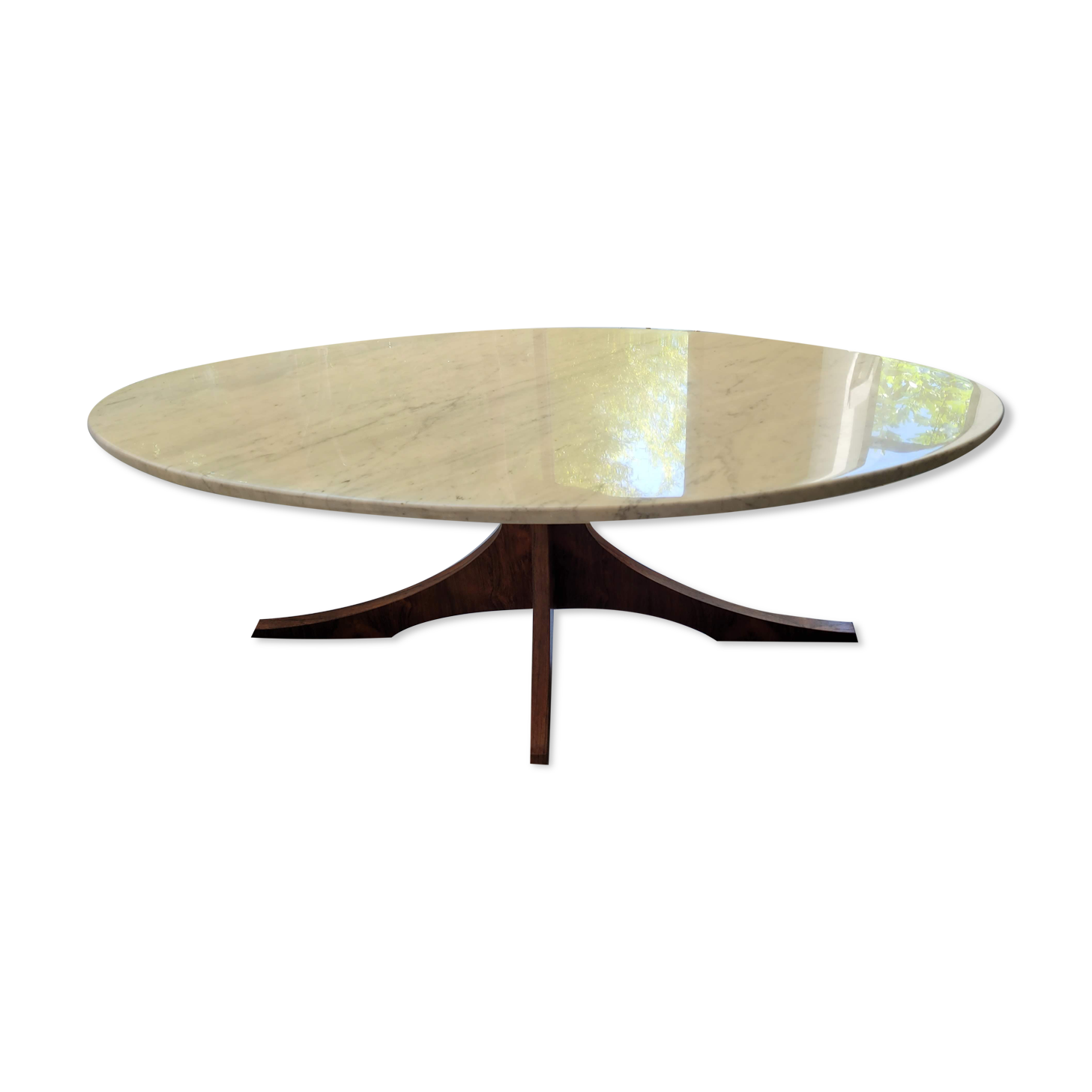 Marble coffee table and rosewood by Hugues Poignant