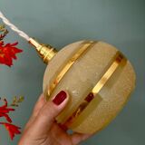 Vintage globe pendant light in yellow and gold granite glass