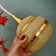 Suspension globe vintage en verre granité jaune et doré
