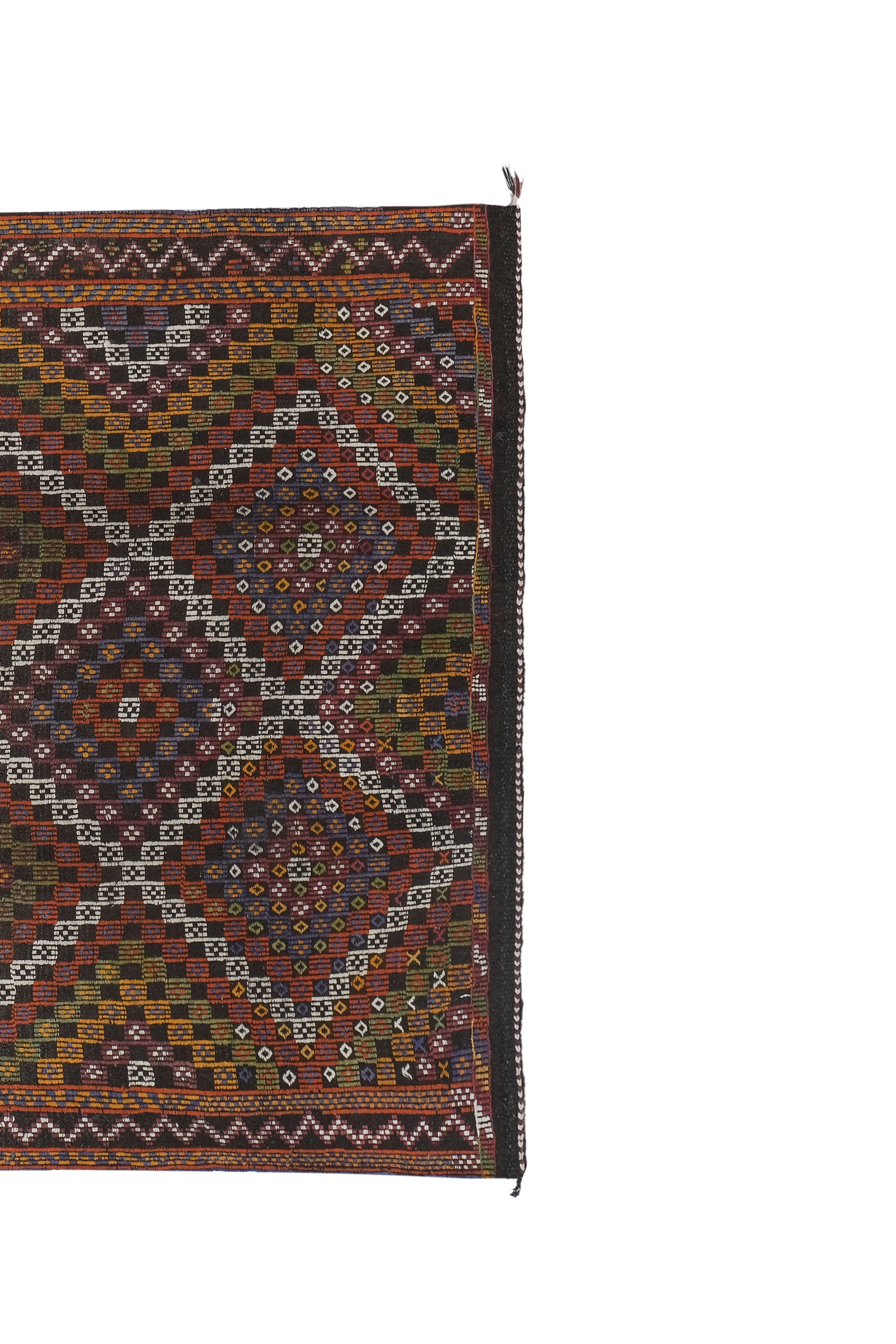 Turkish Geometric Jajim Flat-Weave Textile - Dining Room Kilim 5'3" X 8'10"