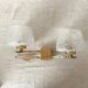 Double wall light in gold-tone metal and bubbled glass, Italian design from the 1960s
