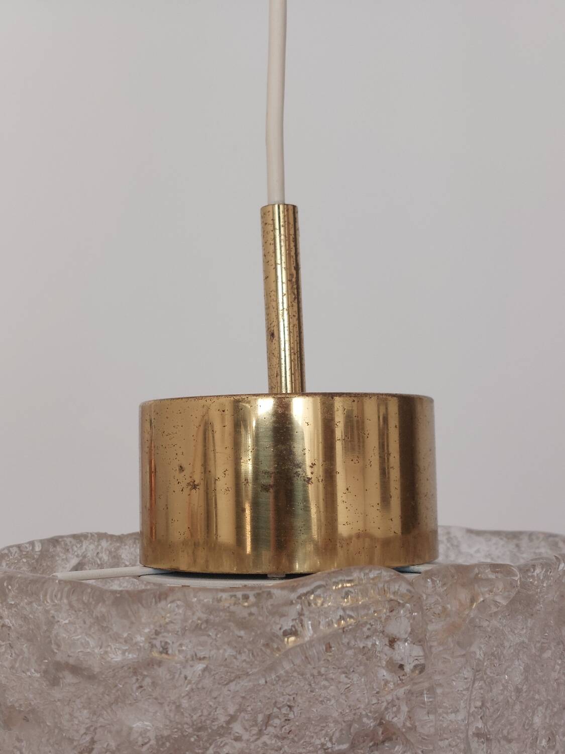 Vintage glass and brass suspension by Hillebrand Germany.