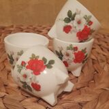 4 coquetiers floral decoration, Arcopal, 70s
