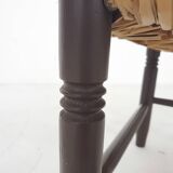 Vintage rattan and wooden stool, France, 1960's