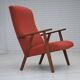 1970s, Danish highback armchair, furniture wool, teak wood, oak wood.