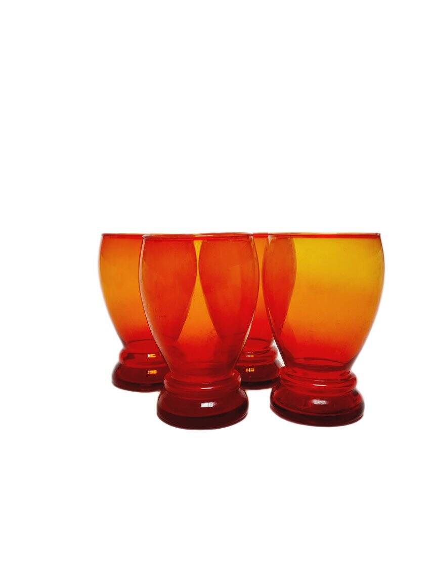 Ensemble de jus postmoderne de Barbara Glassworks, Pologne, années 1970, ensemble de 4.