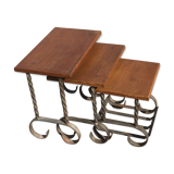 Pull out oak and iron tables
