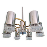 Space Age chandelier in chrome metal and brass, 1970s