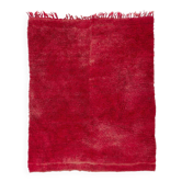 Solid Red Vintage Hand-Knotted Turkish Tulu Rug, 100% Wool