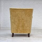 1960s, Danish armchair, honey-yellow furniture velour, original condition.