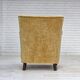 Fauteuil danois des années 1960, velours d'ameublement jaune miel, état d'origine.