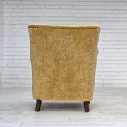 1960s, Danish armchair, honey-yellow furniture velour, original condition.