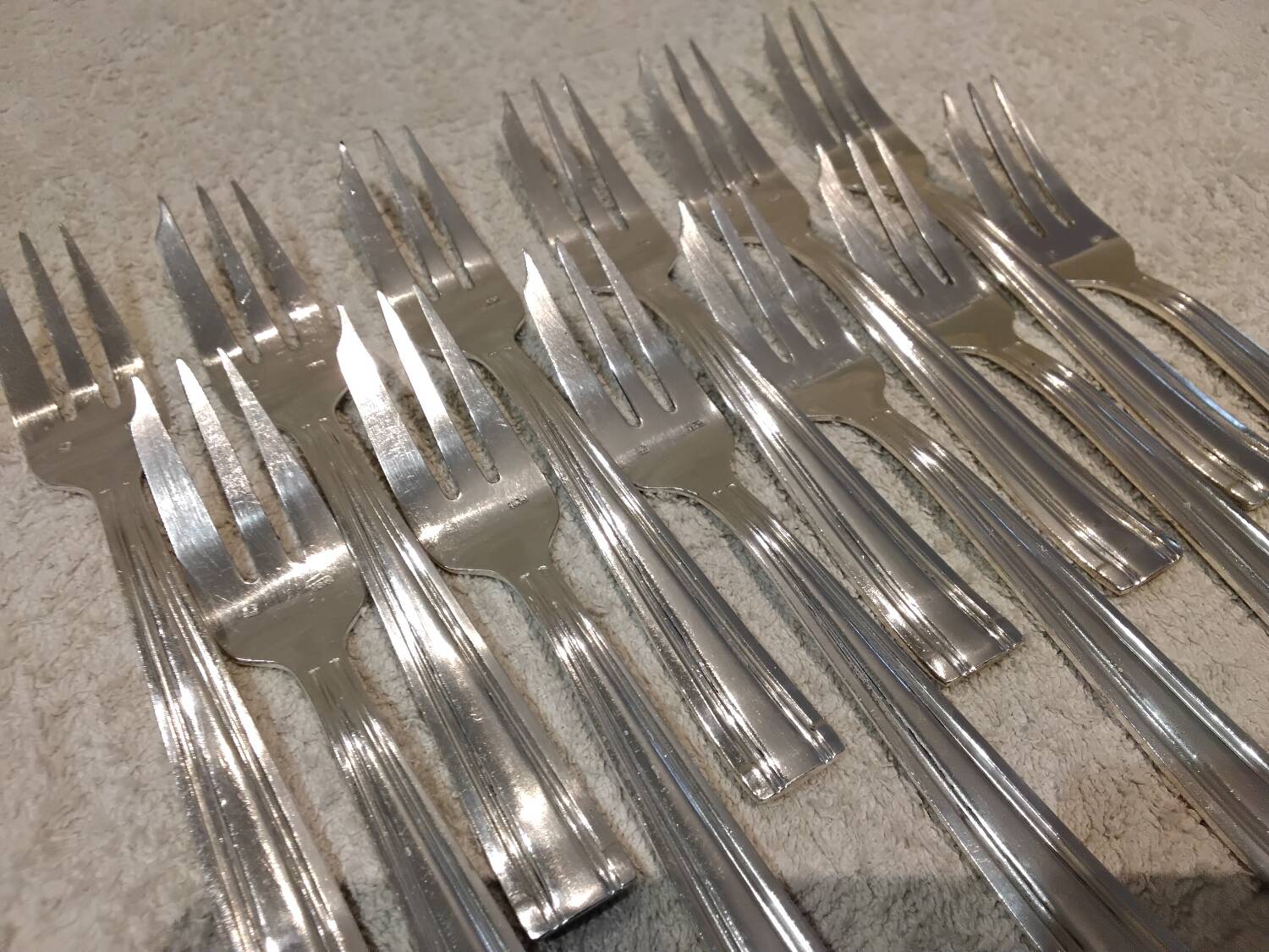 12 silver plated cake forks, goldsmith Argit, art deco style