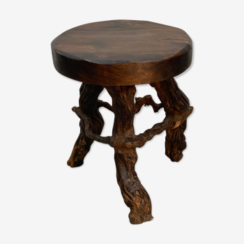 Organic brutalist grape vine stool, France ca 1950s