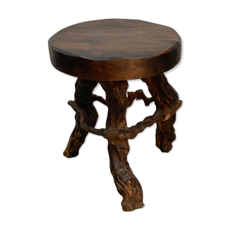 Organic brutalist grape vine stool, France ca 1950s