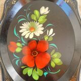 Set of 3 plastic trays vintage Russian flowers
