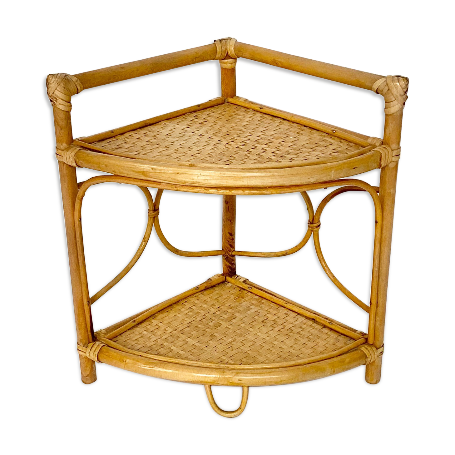 Vintage rattan corner shelf 60
