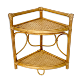 Vintage rattan corner shelf 60