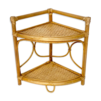 Vintage rattan corner shelf 60