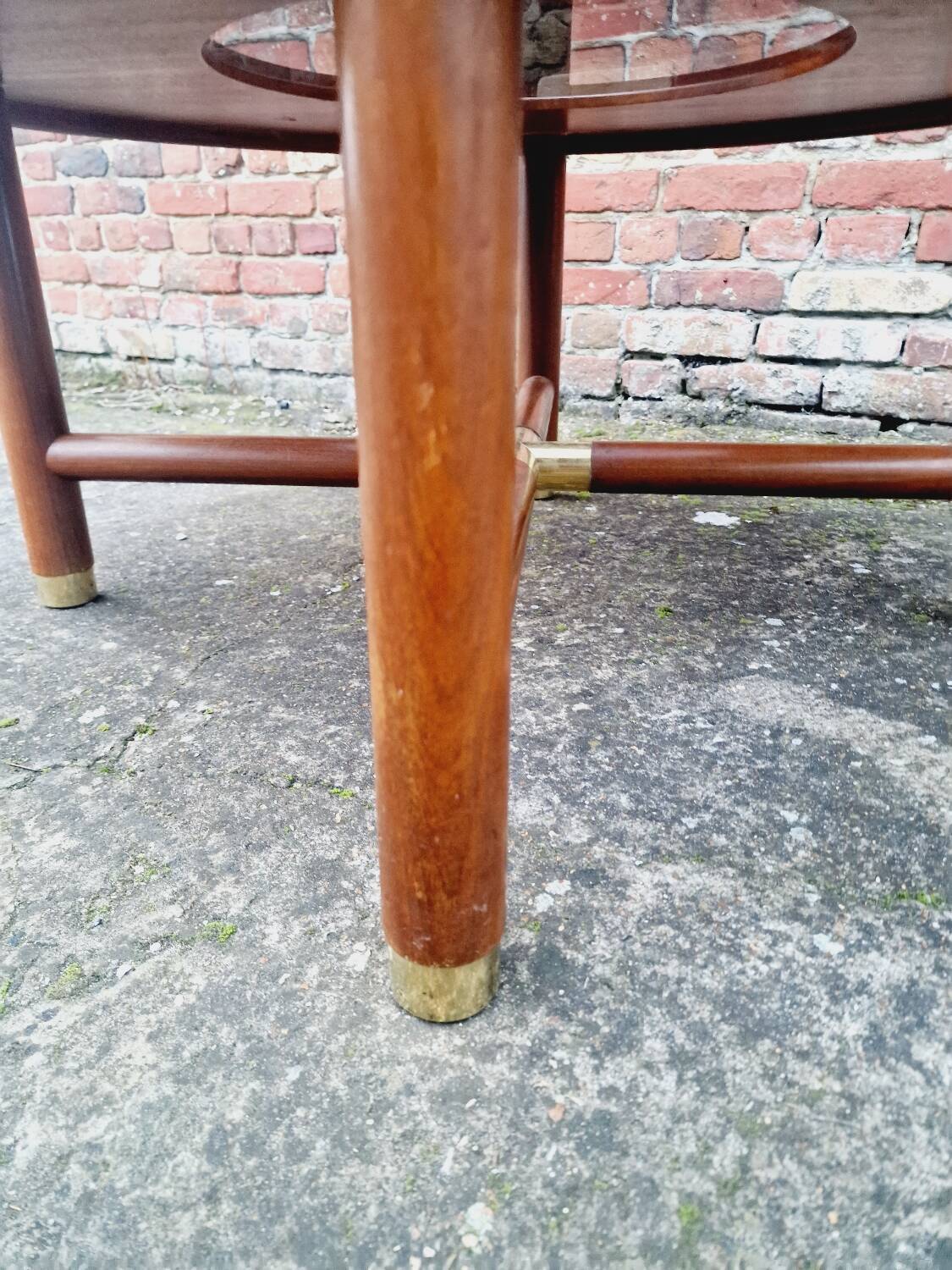G-plan table with smoked glass, signed vintage.