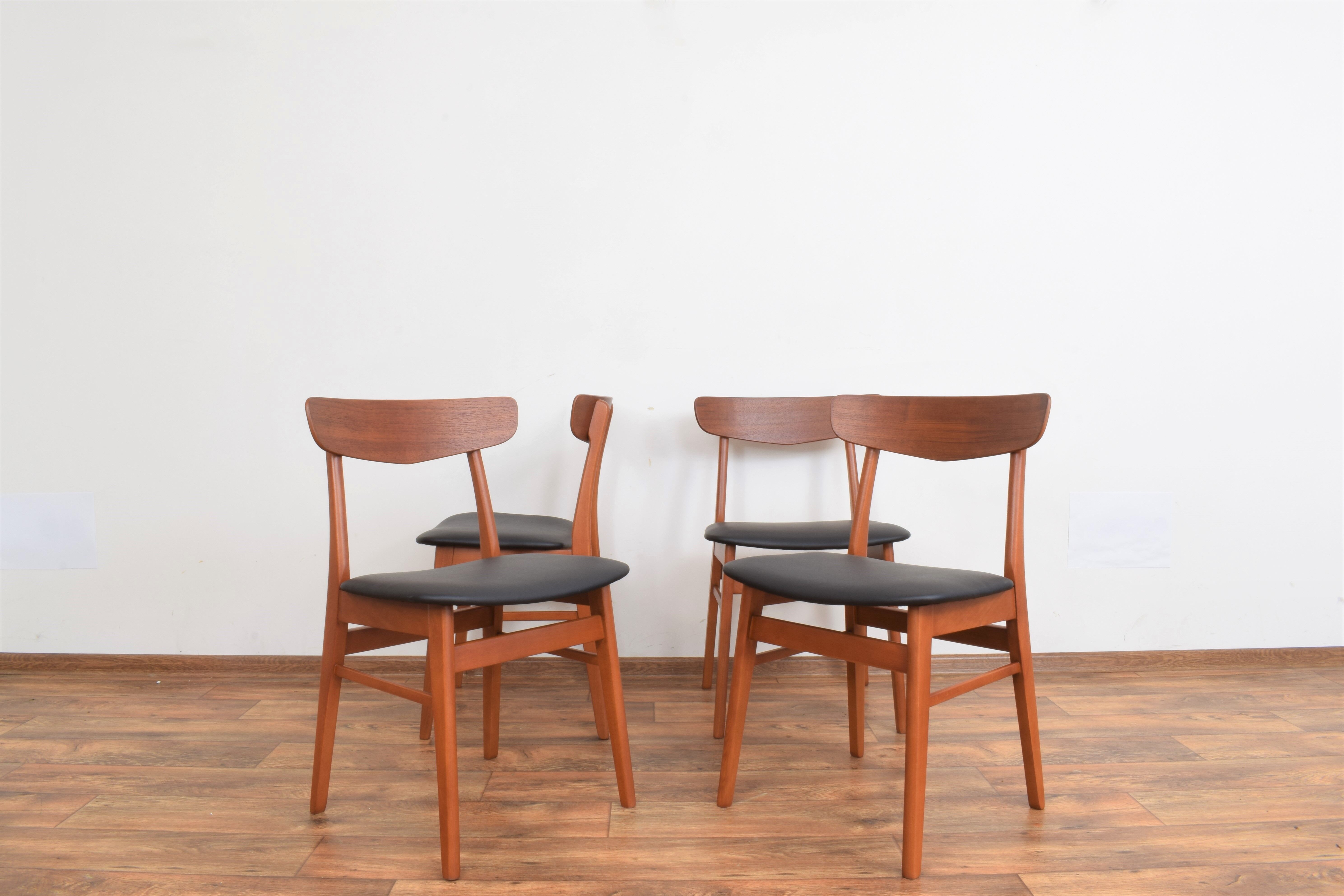 Danish teak & leather dining chairs from falstrup mobler, 1960