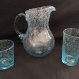 Carafe and its two glasses signed Biot.