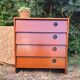Commode rangement chaussures petit meuble à clapet vintage placage boi