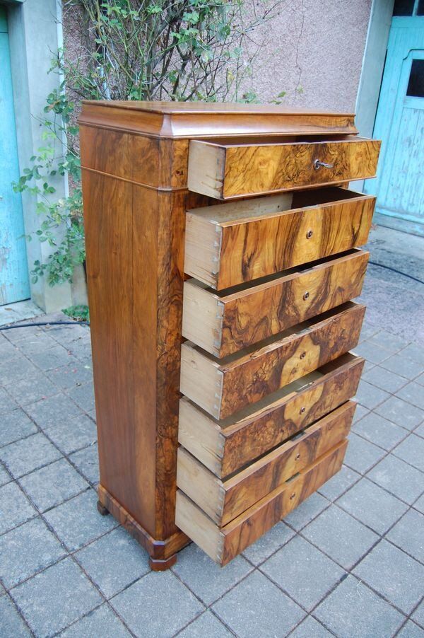 Semainier d'époque Louis Philippe en noyer du 19e siècle