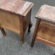 Pair of Louis XV style bedside tables with marquetry veneer, marble top, f