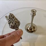 Cheese platter / server in glass and silver-plated metal