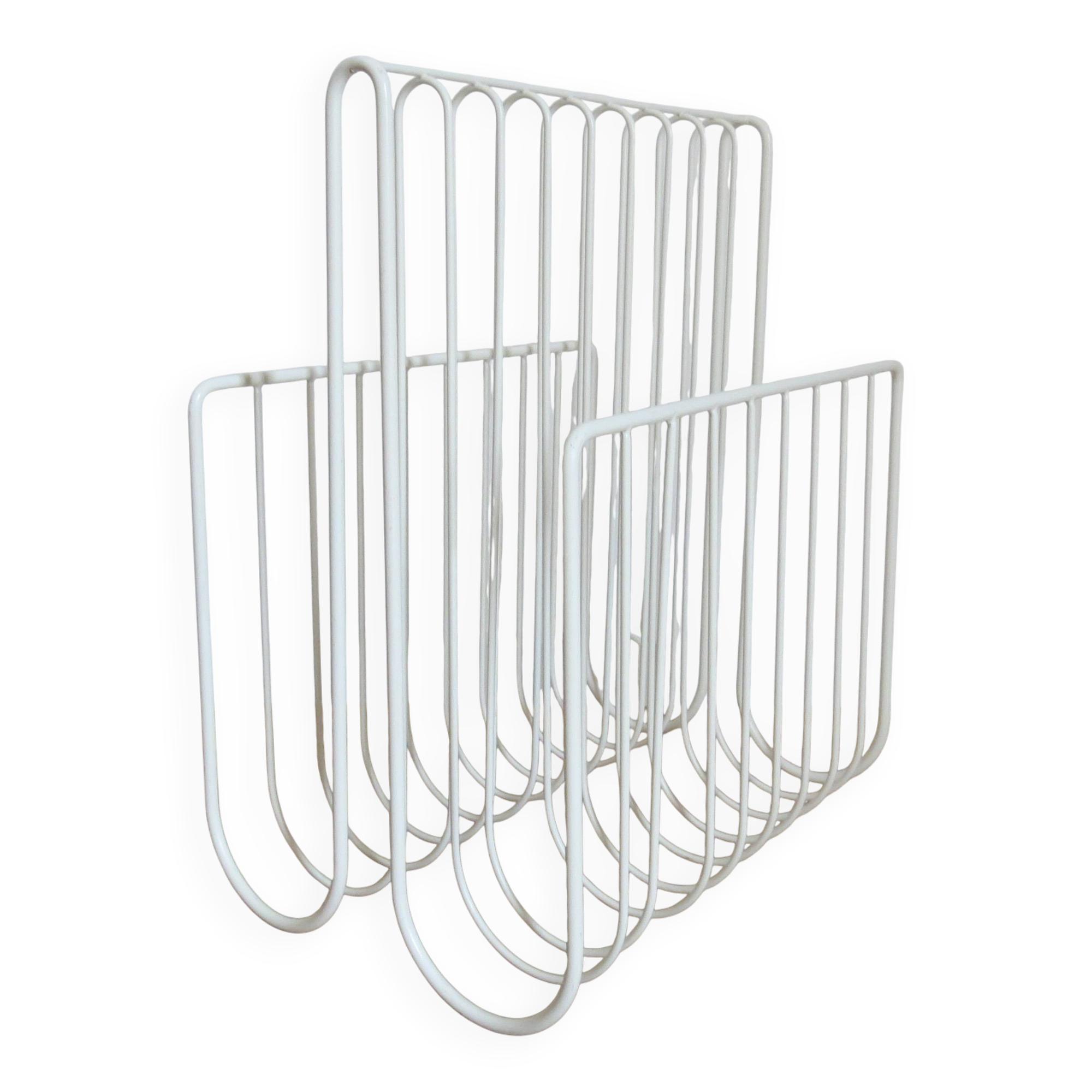 Vintage White Metal Magazine Rack