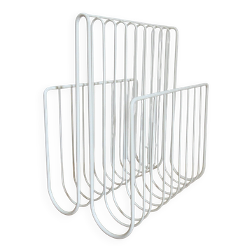 Vintage White Metal Magazine Rack