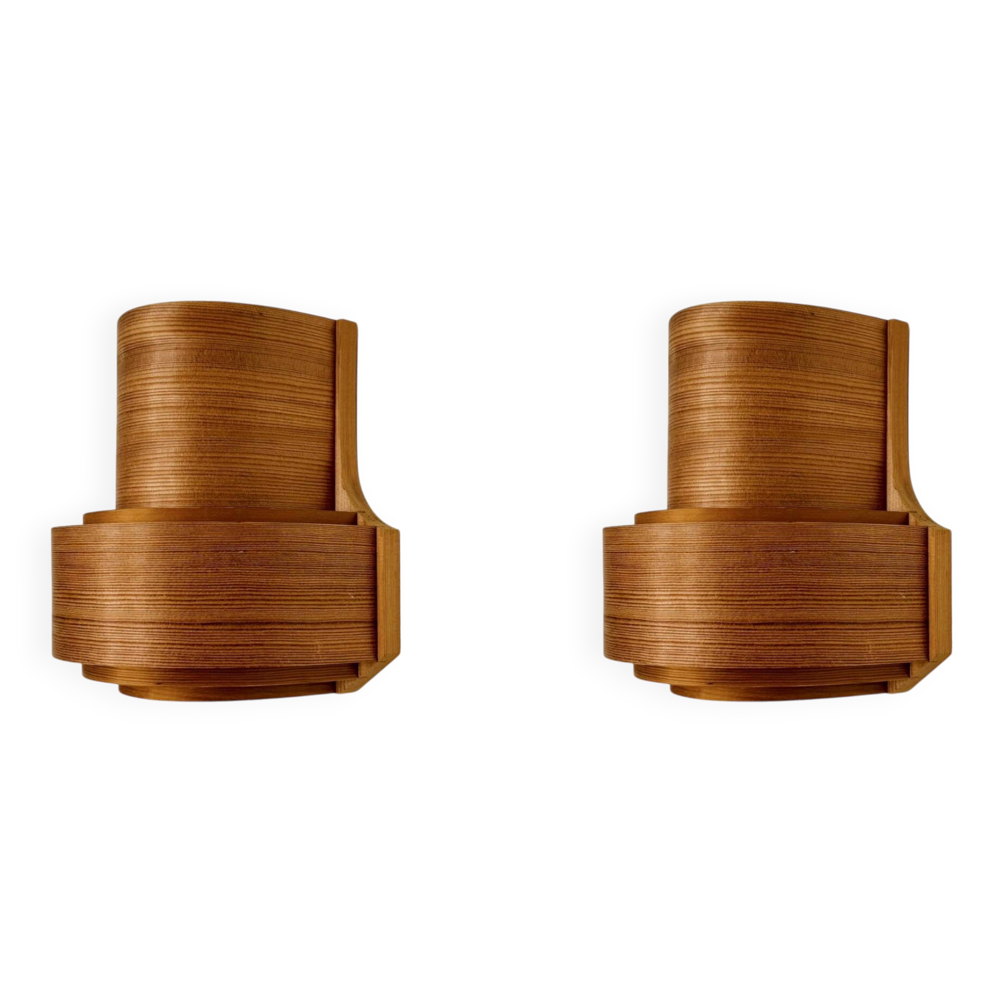 Ensemble de 2 lampes murales en bois par Hans Agne Jakobsson